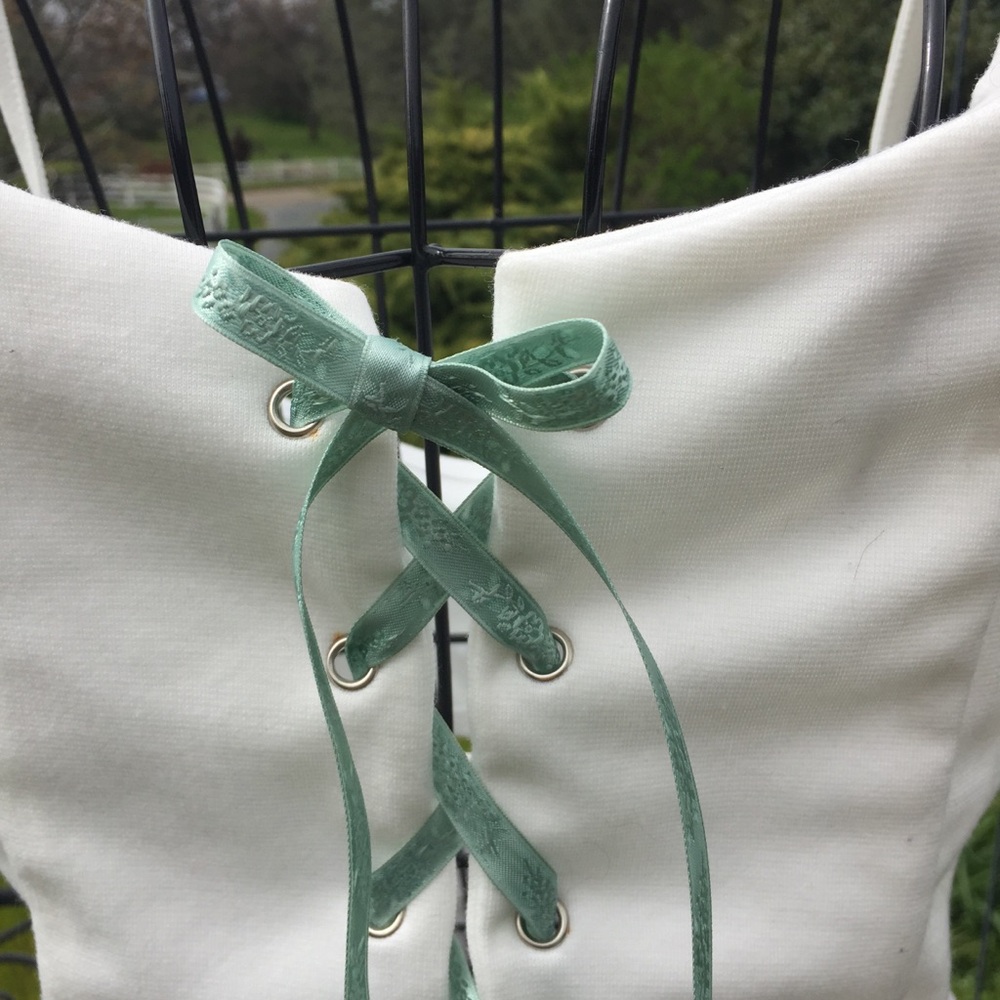 Cropped cotton knit  camisole ,front corset detail, - Picture 2 of 7